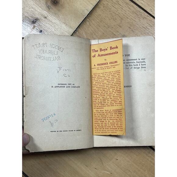 Antique Boys Book of Amusements by A. Frederick Collins 1929. Original Bookmark! - Picture 2 of 9